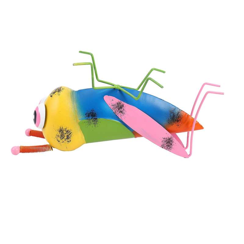 Metal Yard Art Grasshopper Statues for Patio Lawn Decorations Yellow
