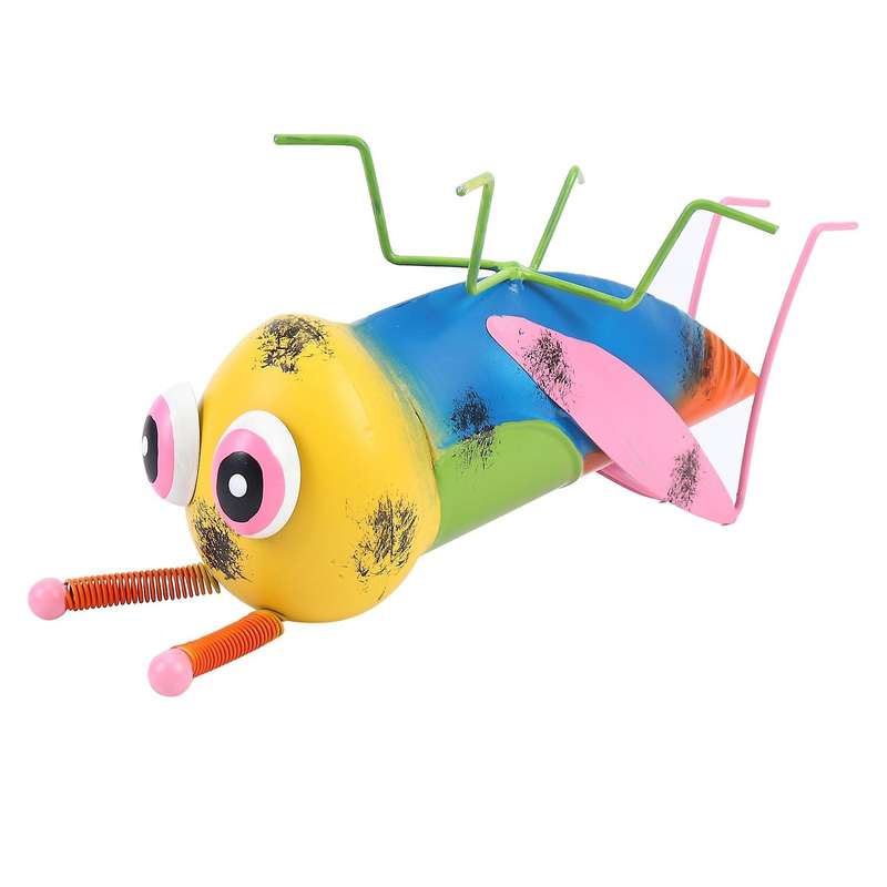 Metal Yard Art Grasshopper Statues for Patio Lawn Decorations Yellow
