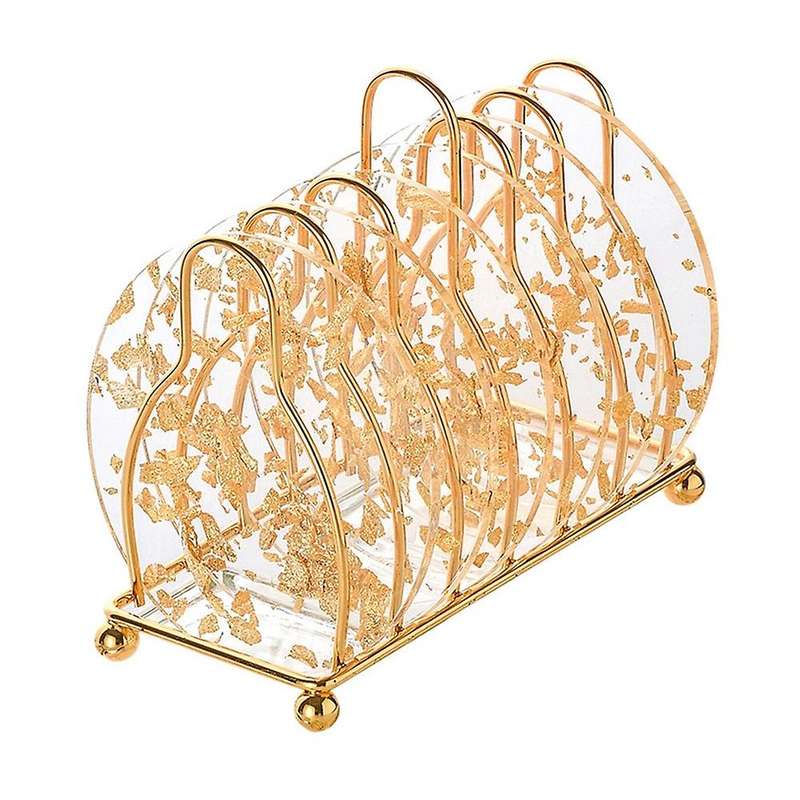 Acrylic Gold Foil Coaster Heat Insulation Table Mat Anti-skid,round