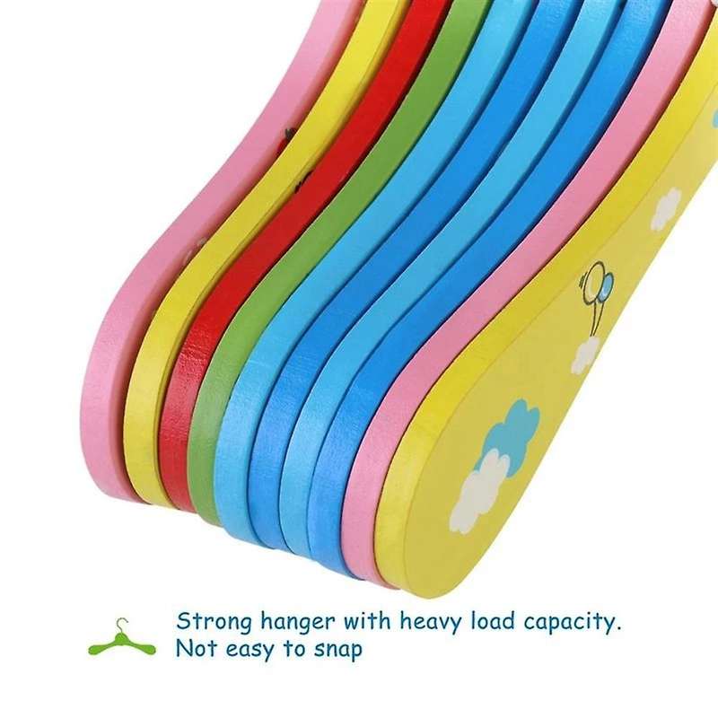 12pcs Baby Kids Cartoon Wooden Coat Clothes Pants Hook Hanger Rack