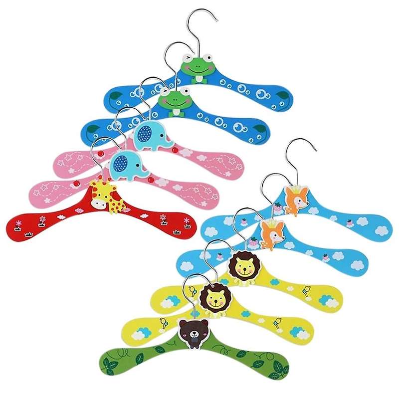 12pcs Baby Kids Cartoon Wooden Coat Clothes Pants Hook Hanger Rack