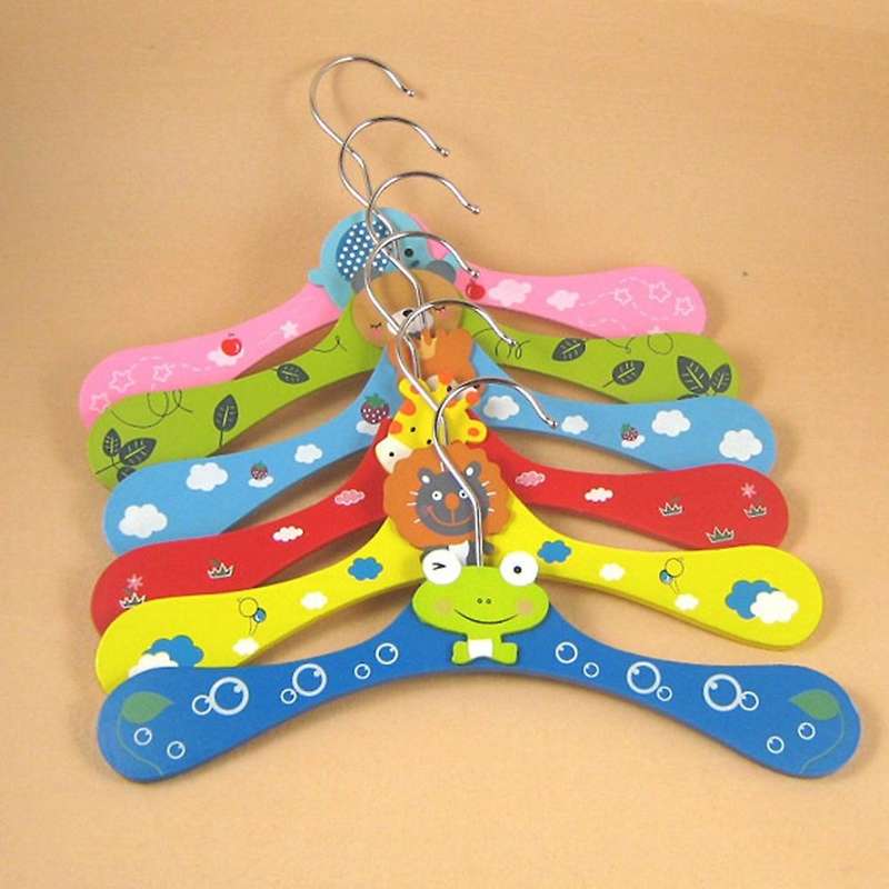 12pcs Baby Kids Cartoon Wooden Coat Clothes Pants Hook Hanger Rack