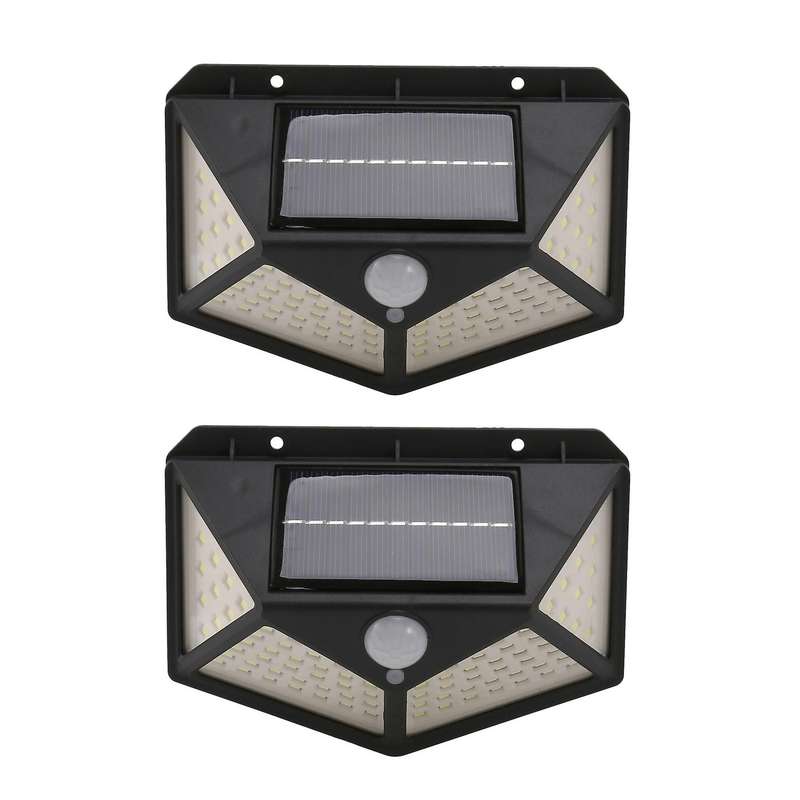 2x 100 Led Solar Power Wall Light Light-sensing Control Lamp