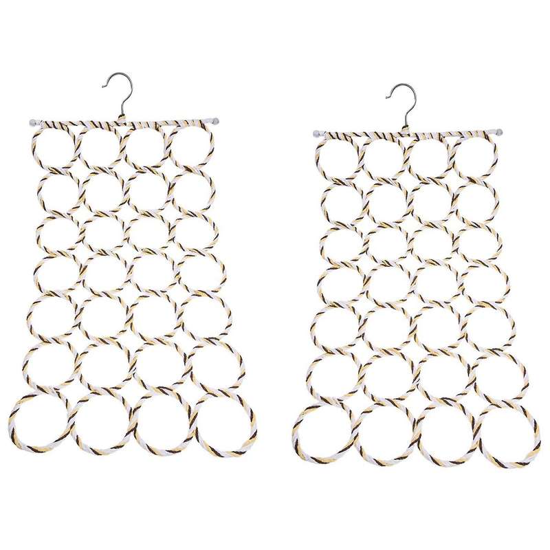 28-hole Ring Rope Slots Scarf Wraps Shawl Storage Hanger Organizer