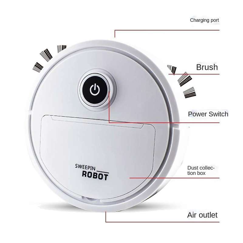 Automatic Vacuum Cleaner 3-in-1 Smart Wireless Sweeping Machine White