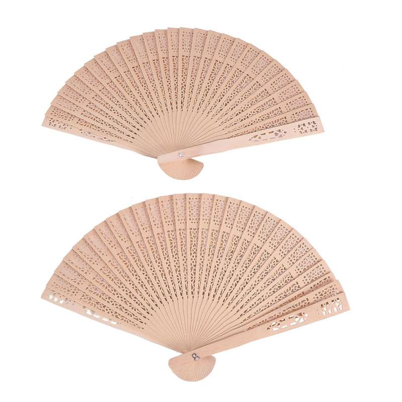 Chinese Sandalwood Wooden Openwork Personal Hand Held Folding Fans