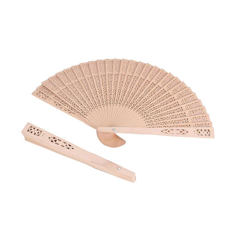 Chinese Sandalwood Wooden Openwork Personal Hand Held Folding Fans