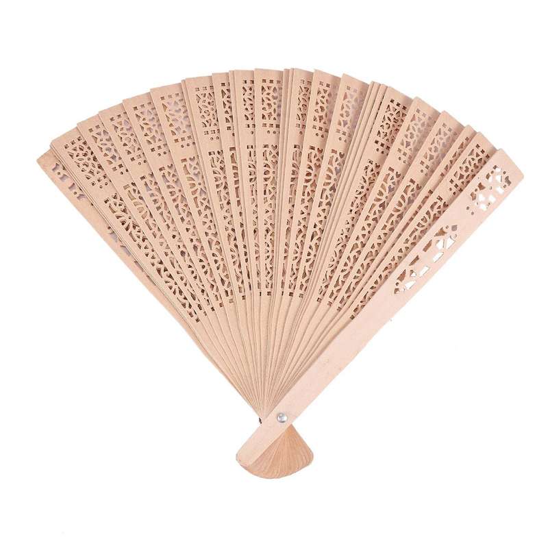 Chinese Sandalwood Wooden Openwork Personal Hand Held Folding Fans