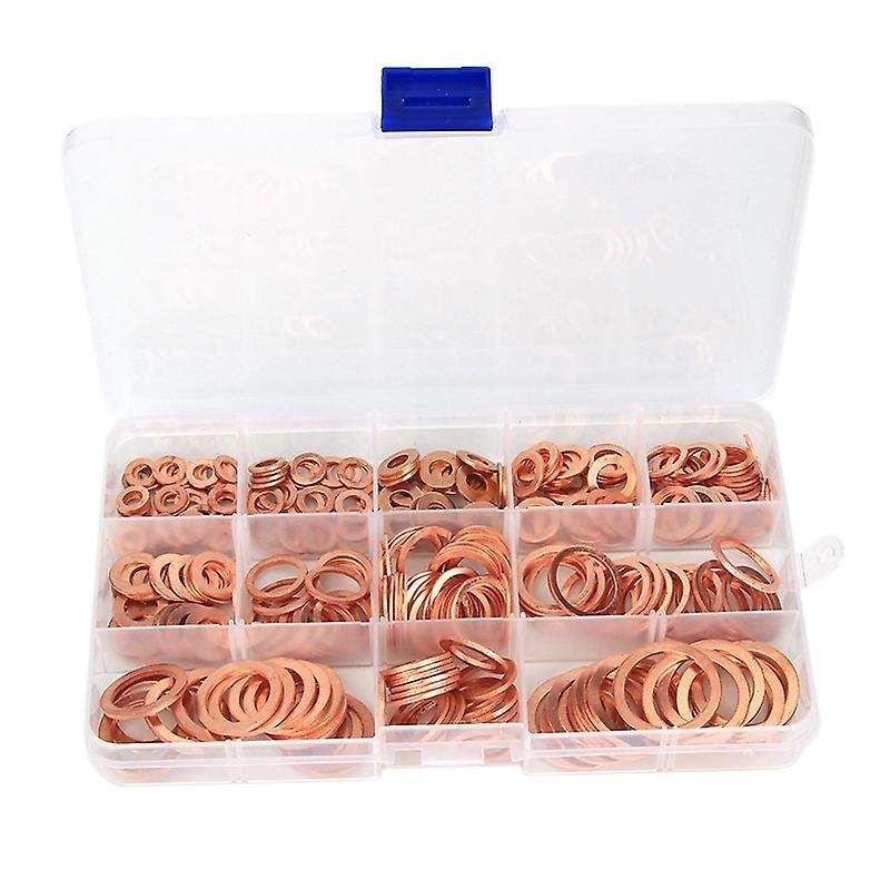 300pcs/set Copper Washers Flat Ring Sump Plug Seal Assorted Set