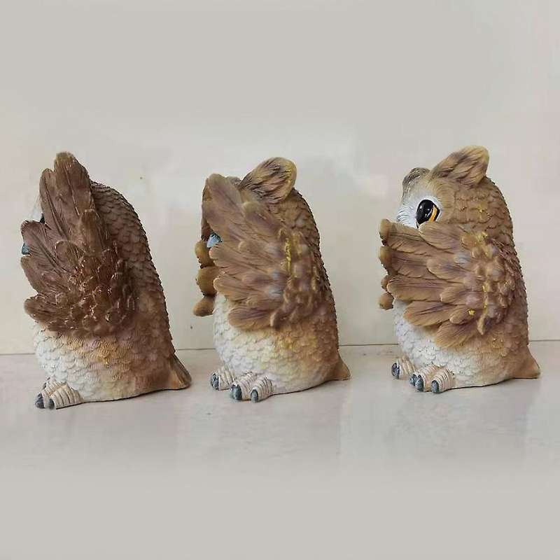 3pcs Polyresin Owl Figurines with Different Gestures,for Home