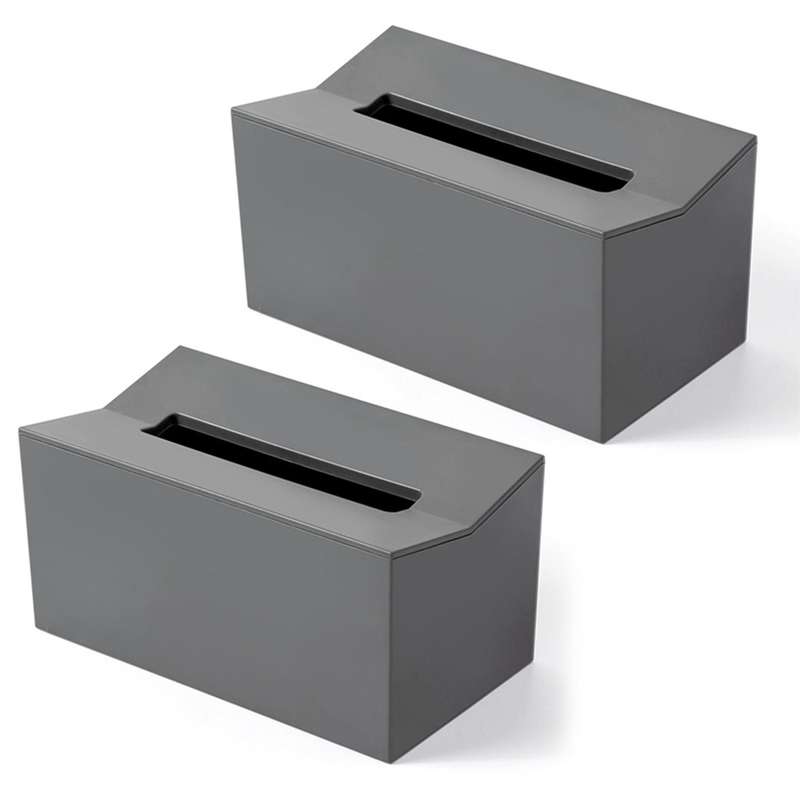 2x Kitchen Tissue Box Cover Napkin Holder for Paper Towels Box Gray