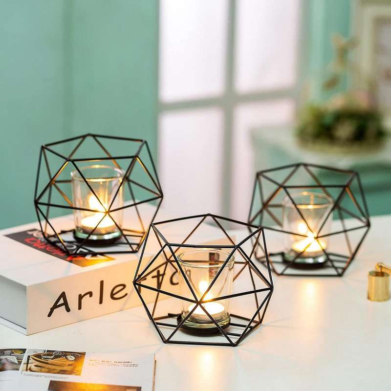 Candle Holder Set Of 2 Geometric Tea Lights Candle Holder for Home C