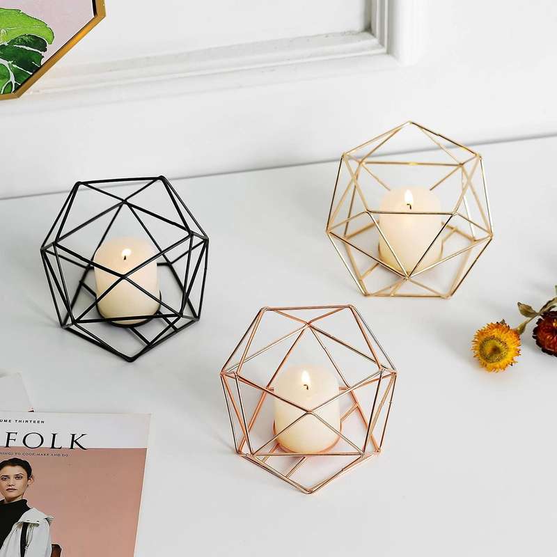 Candle Holder Set Of 2 Geometric Tea Lights Candle Holder for Home C