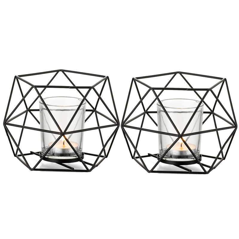 Candle Holder Set Of 2 Geometric Tea Lights Candle Holder for Home C