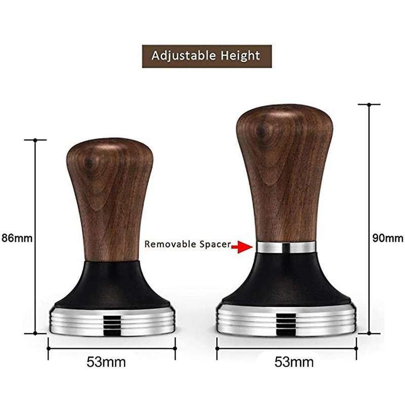 Walnut Handle Coffee Tamper 53mm, Espresso Coffee Tamper with Mat