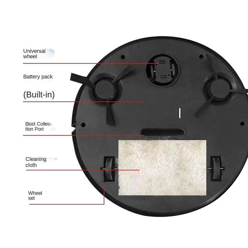 Automatic Vacuum Cleaner 3-in-1 Smart Wireless Sweeping Machine Black