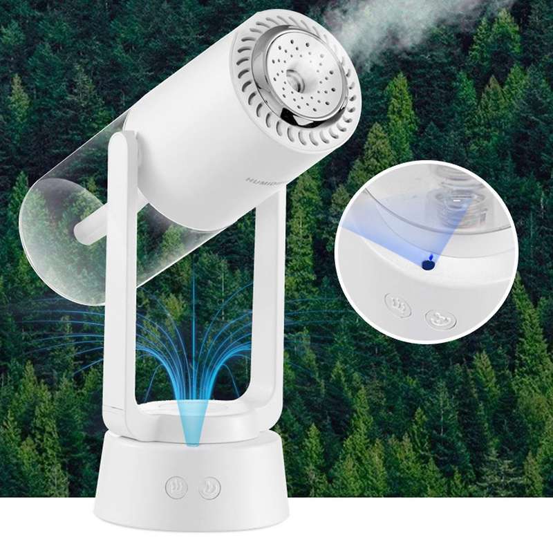 Rotating Aromatherapy Negative Ion Humidifier with Lamp -white