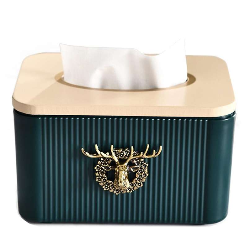 Retro Stereo Deer Head Tissue Box Napkin Holder for Kitchen (green)