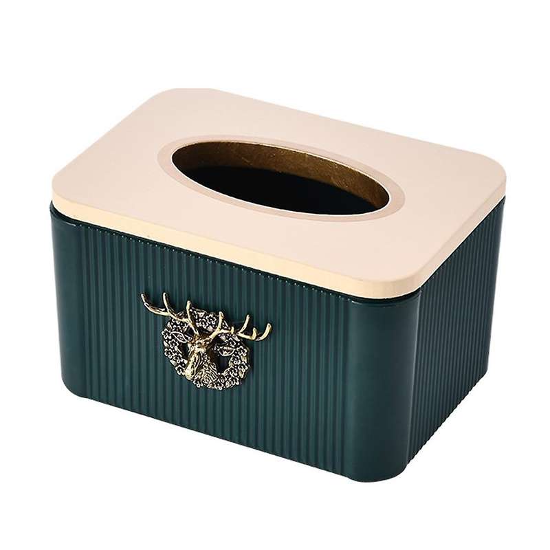 Retro Stereo Deer Head Tissue Box Napkin Holder for Kitchen (green)