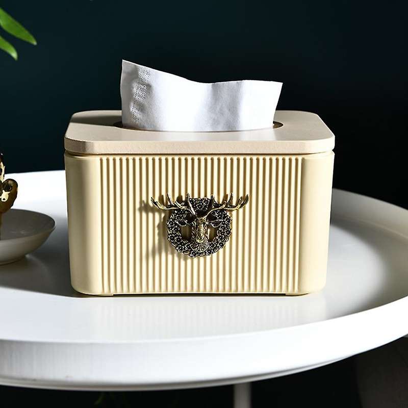 Retro Stereo Deer Head Tissue Box Napkin Holder for Kitchen (green)
