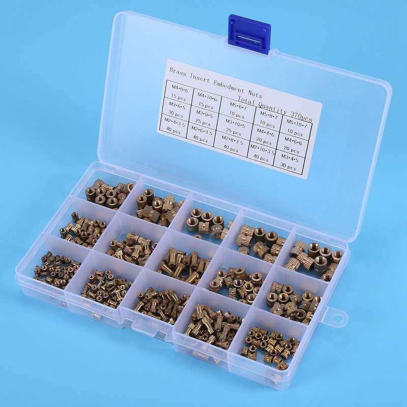 370pcs M2 M3 Internal Thread Knurled Nut Brass Insert Nut Sorting Kit