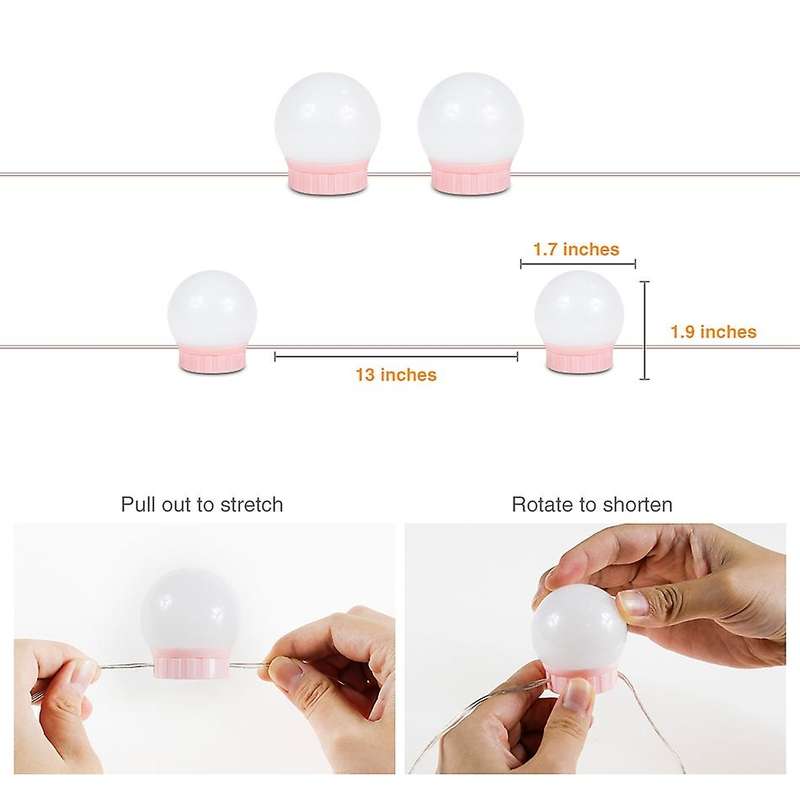 Led Makeup Mirror Light Press Dimming Vanity Dressing Lamp,14 Bulbs