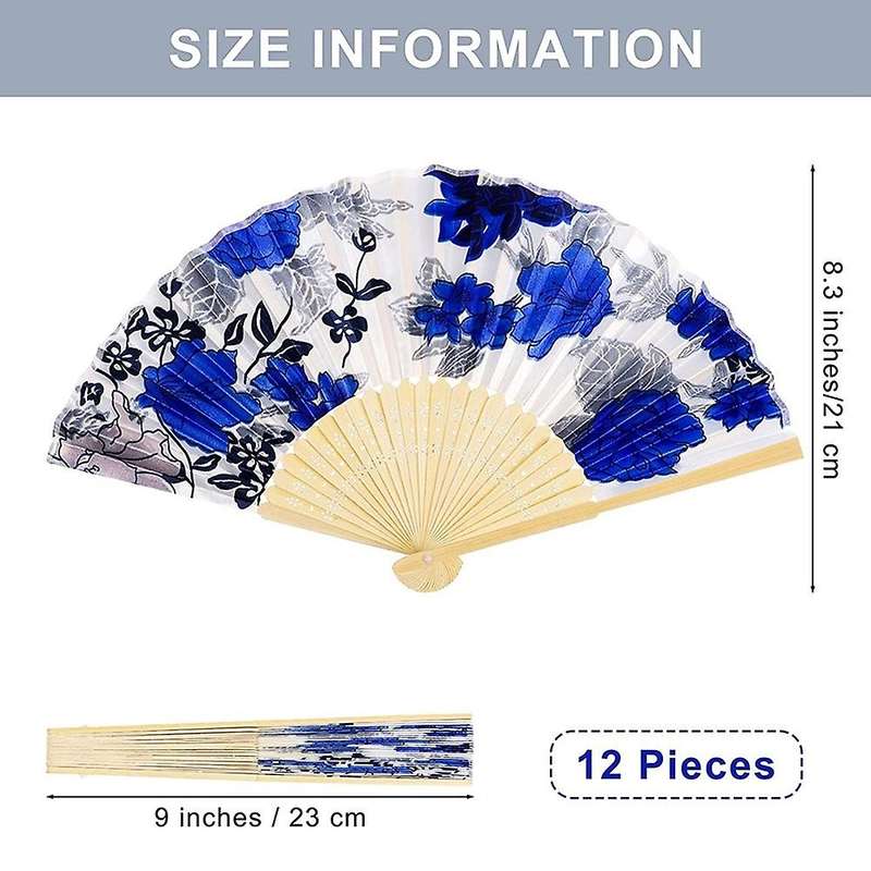 12 Pieces Floral Folding Fans Handheld Fans Vintage Handheld Fan