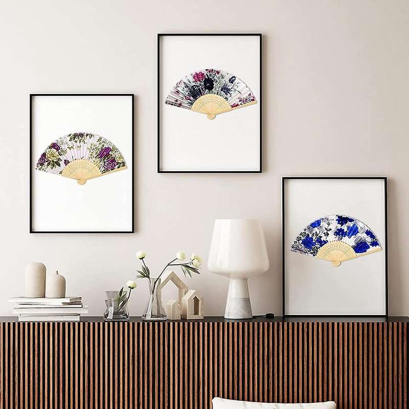 12 Pieces Floral Folding Fans Handheld Fans Vintage Handheld Fan