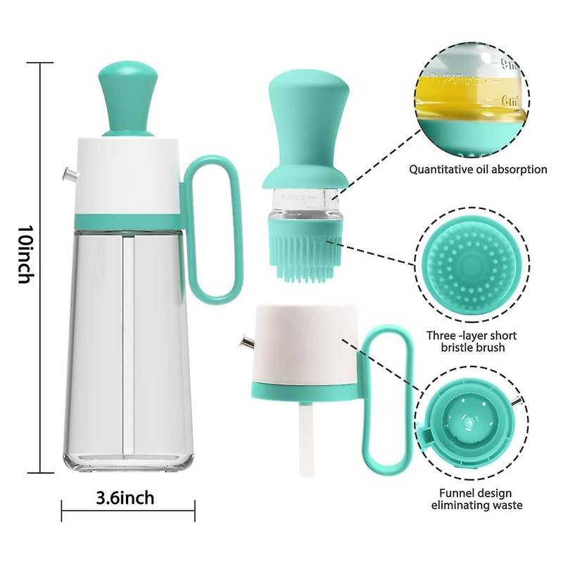 Glass Oil Bottle with Silicone Brush, for Kitchen Cooking, Baking B