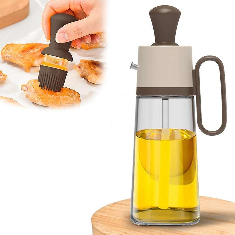 Glass Oil Bottle with Silicone Brush, for Kitchen Cooking, Baking C