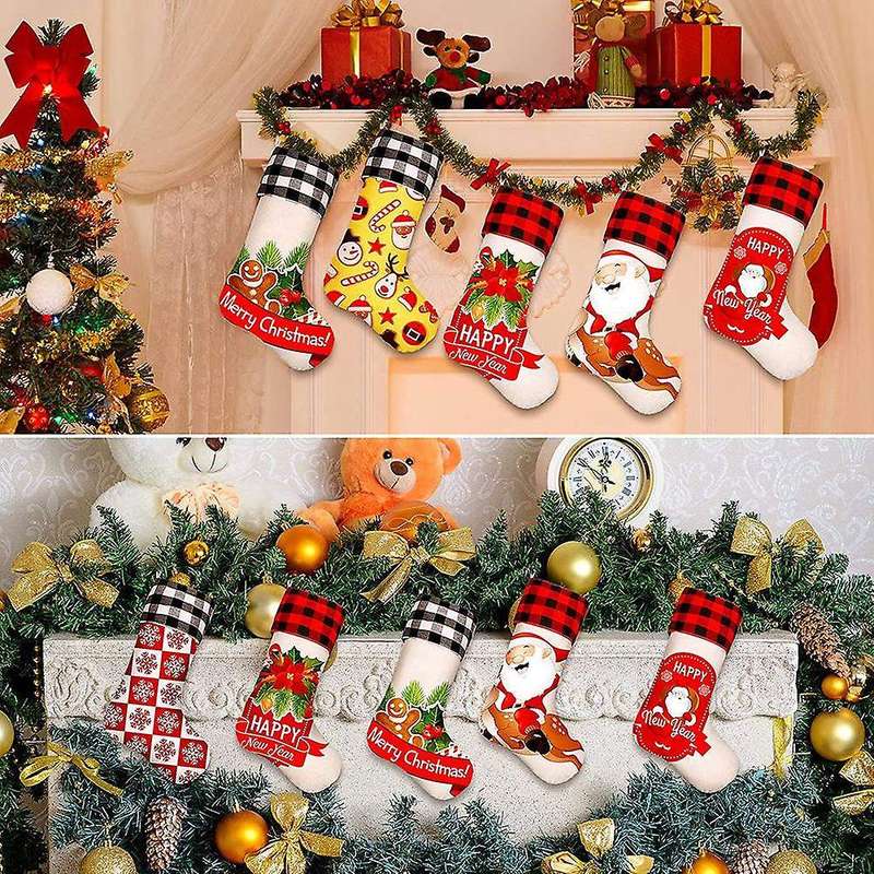 4 Pieces Sublimation Burlap Christmas Stockings for Xmas Tree Craft