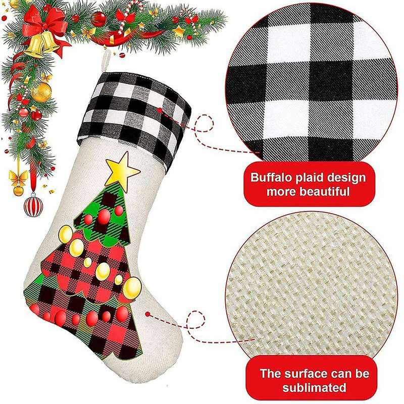 4 Pieces Sublimation Burlap Christmas Stockings for Xmas Tree Craft
