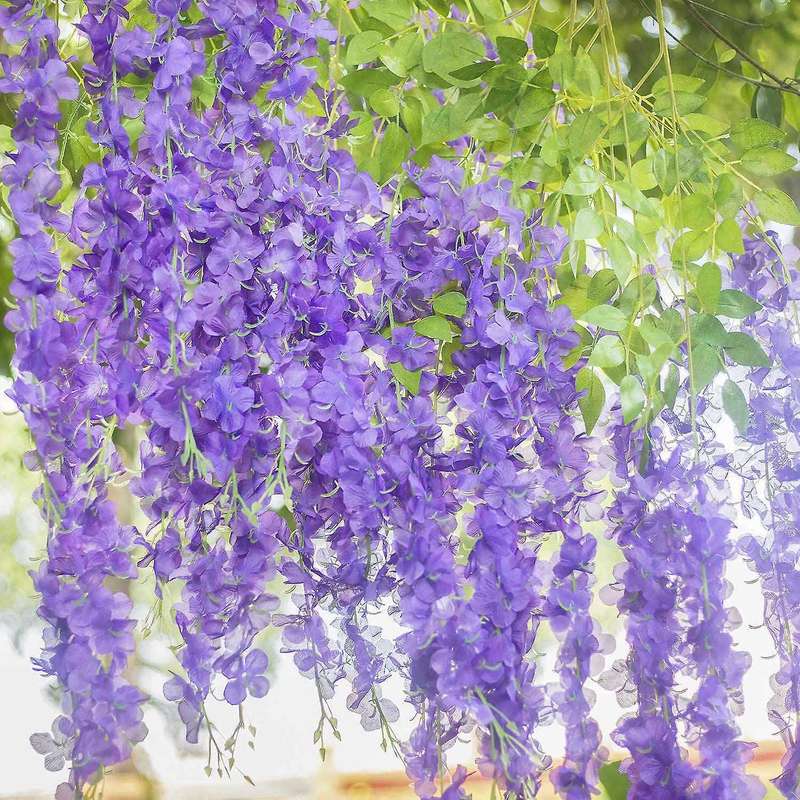12 Pieces Artificial Silk Wisteria Flower Hanging 3.67 Feet (purple)