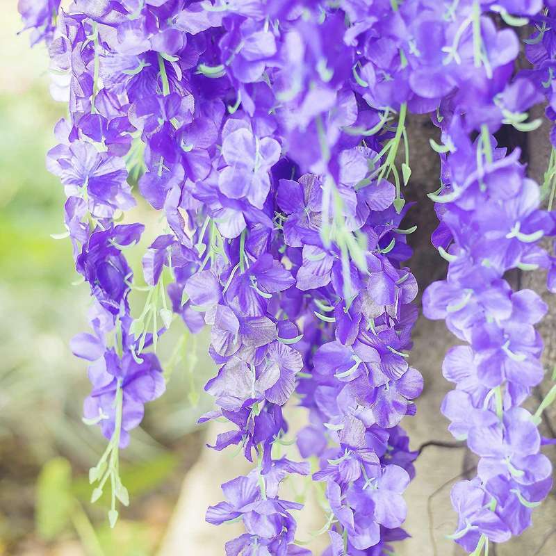 12 Pieces Artificial Silk Wisteria Flower Hanging 3.67 Feet (purple)