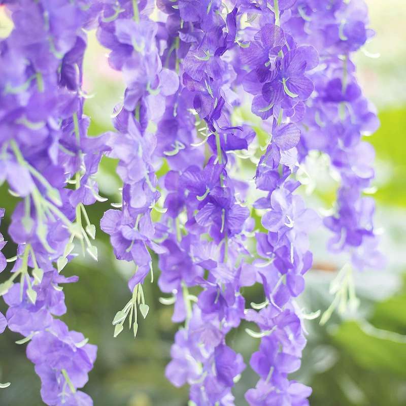 12 Pieces Artificial Silk Wisteria Flower Hanging 3.67 Feet (purple)