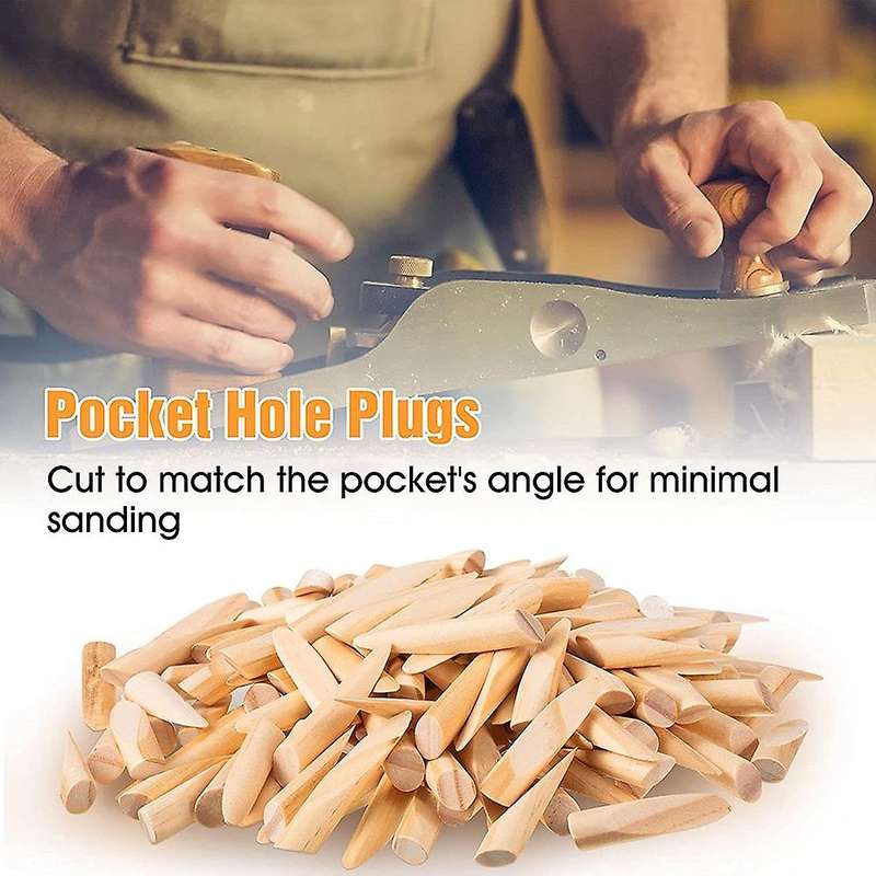150 Pcs Solid Wood Pocket Hole Plugs Wood Pine for Pocket Hole Jig