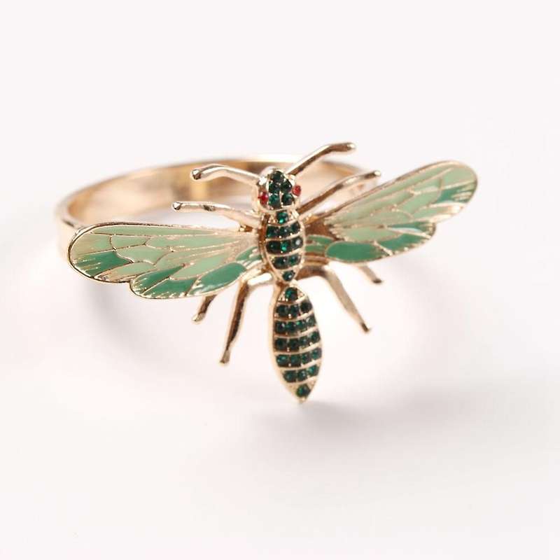 10pcs The Bee Napkin Buckle Napkin Ring Alloy Green Insect Buckle