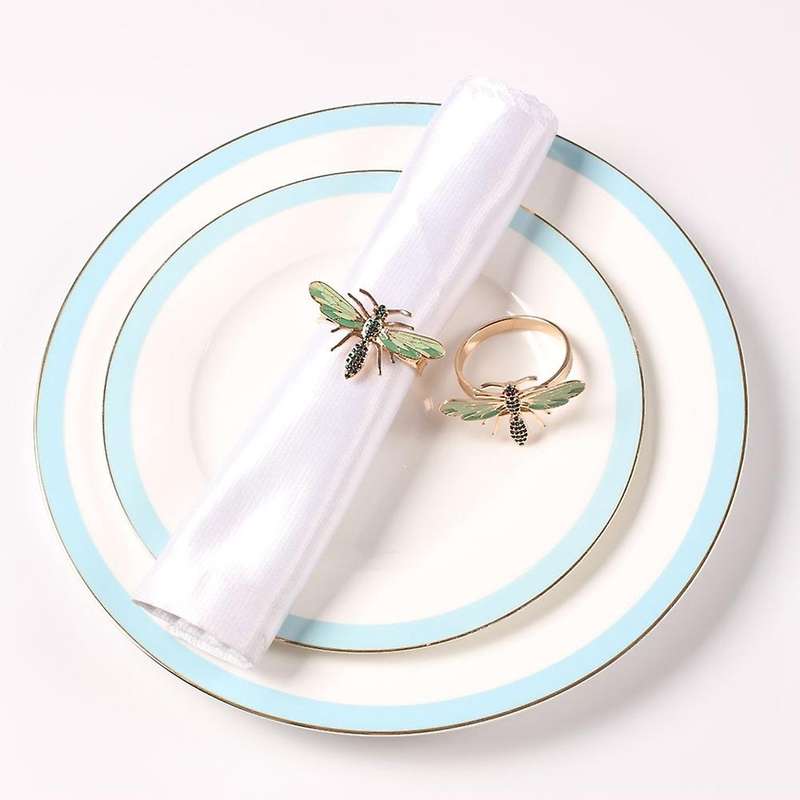 10pcs The Bee Napkin Buckle Napkin Ring Alloy Green Insect Buckle