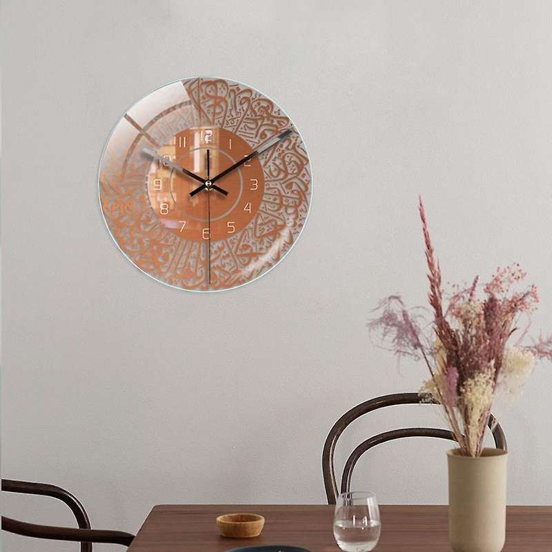 Islamic Quartz Acrylic Wall Clock Pendulum Muslim Living(silver)