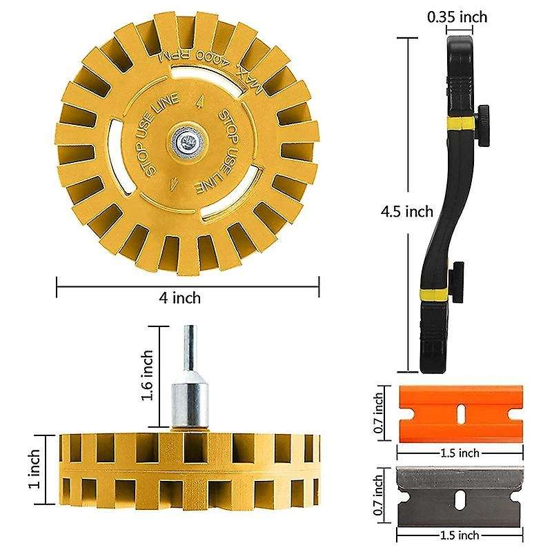 Decal Adhesive Remover, Striped Rubber Eraser Wheel for Drill Adapter