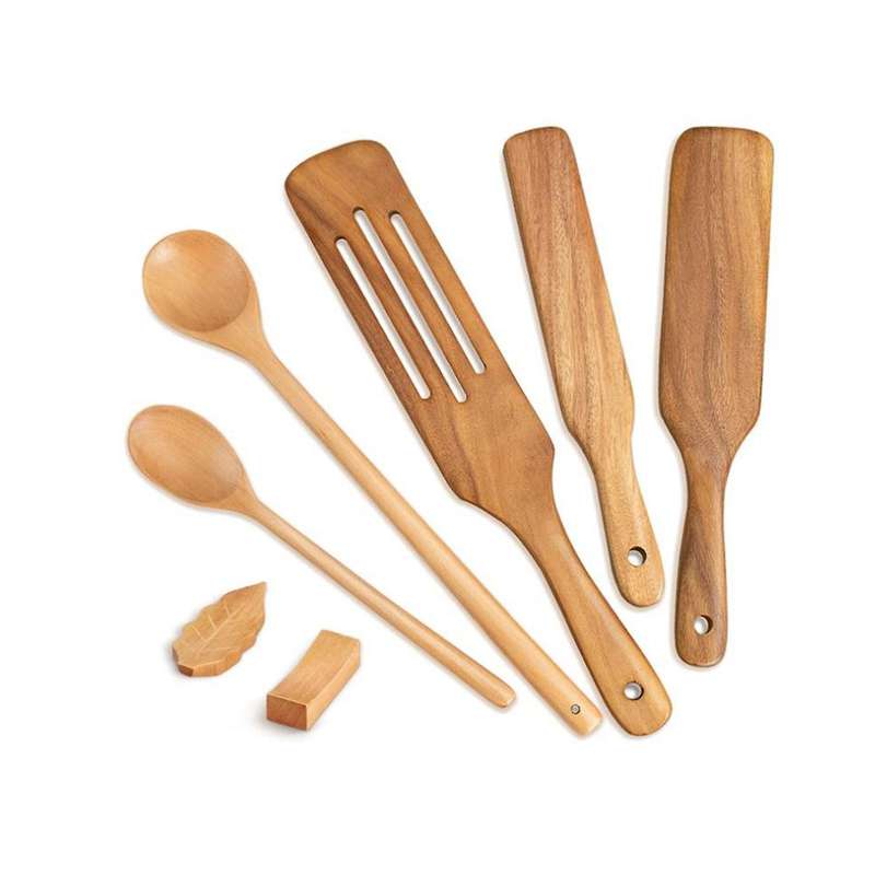 7 Pcs Kitchen Tools Wood Spoons for Cooking Kitchen Utensil Set