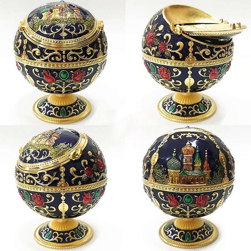 Windproof Ash Tray Zinc Alloy Tabletop Portable Home Decor Ashtrays,2
