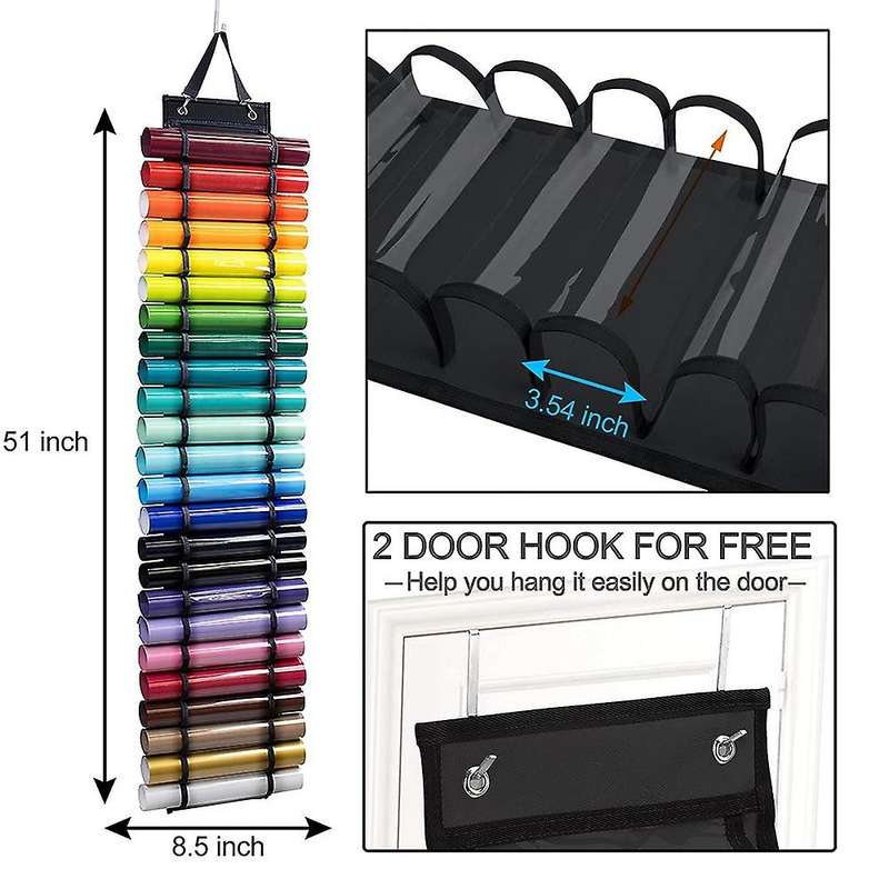 Vinyl Roll Holder with 2 Hooks Roll Wall Mount Vinyl Organizer