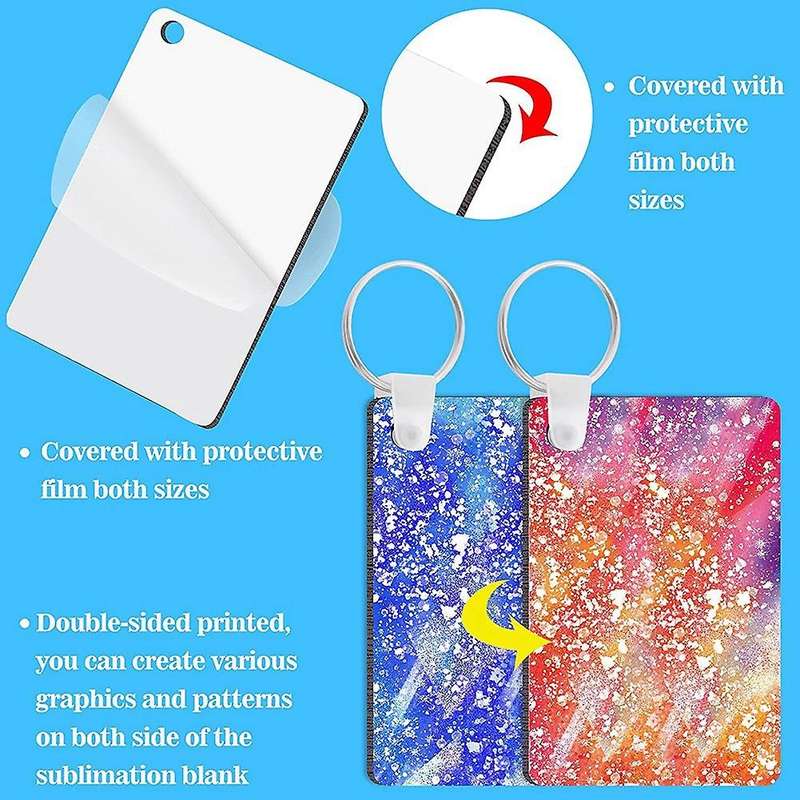 128pcs Sublimation Keychain Blanks Set Keychain Tassels Mdf Rectangle