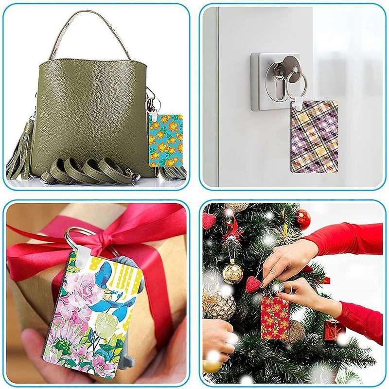 128pcs Sublimation Keychain Blanks Set Keychain Tassels Mdf Rectangle