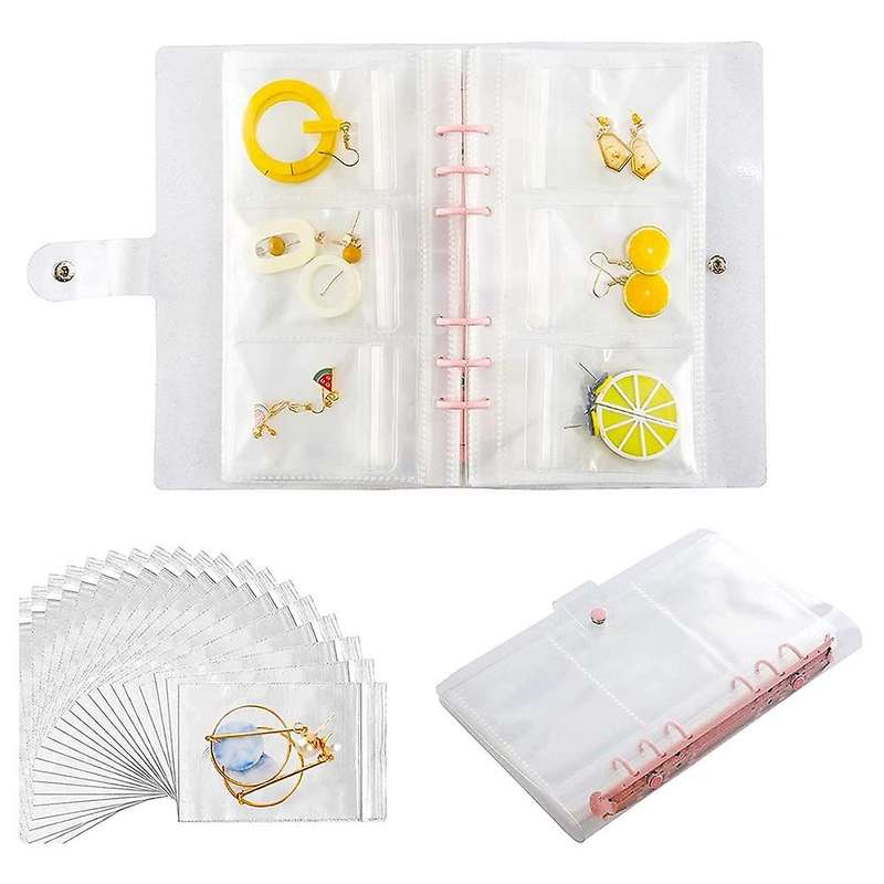 Transparent Book Jewelry Storage Album with 150 Zipper Closure Bag