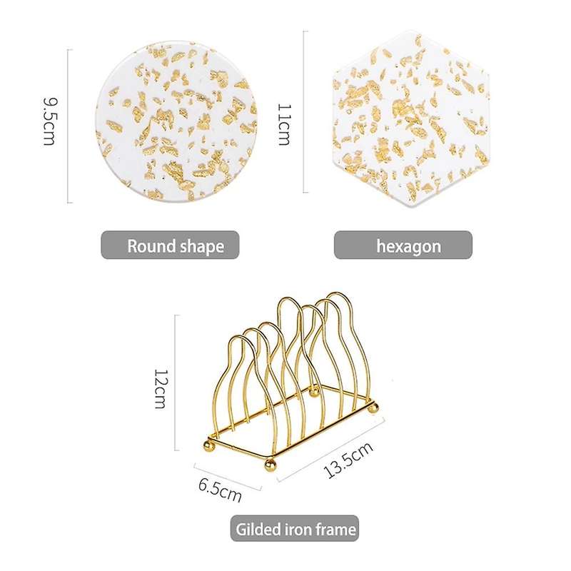 Acrylic Gold Foil Coaster Heat Insulation Table Mat Anti-skid,hexagon