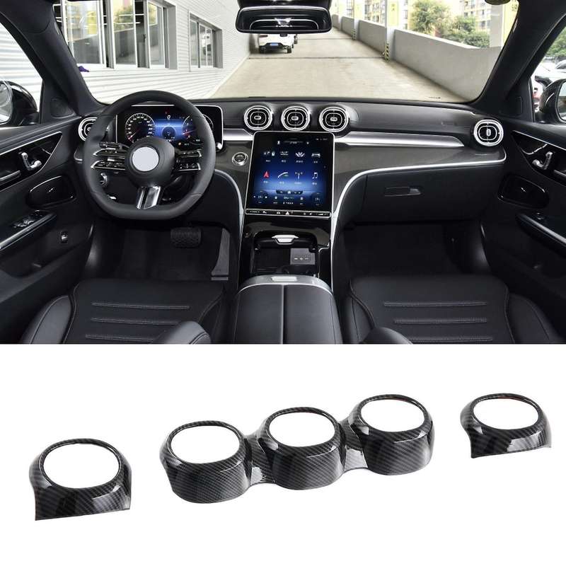 3pcs Abs Carbon Fiber Interior Air Vent A/c Outlet Cover Trim