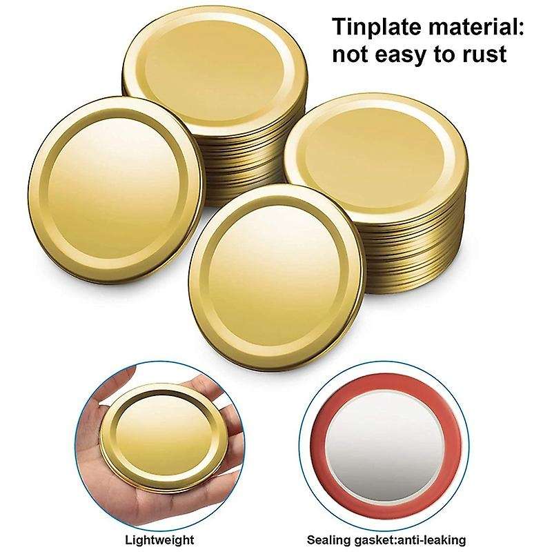 80pieces Regular Mouth Jar Lids Split-type Lids 70mm,gold+silver
