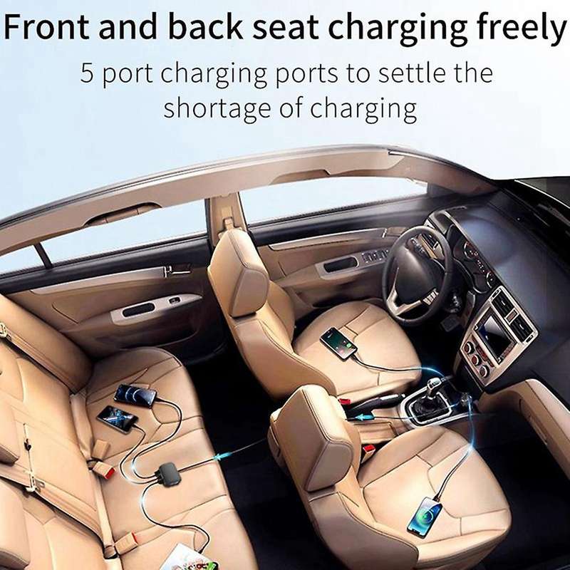 Sc02m 5 In 1 60w Car Charger Type-c + 3 Usb with Work Indicator